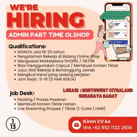 Admin Online Shop Part Time