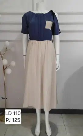 Dress terusan satin silky kombinasi preloved