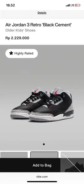 NIKE AIR RETRO 3 BLACK CEMENT