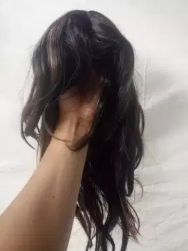 Wig panjang model layer warna coklat