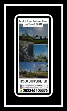 Tanah Jl Poros Kalukuan Gowa Makassar Sulawesi Selatan LT 2000M²