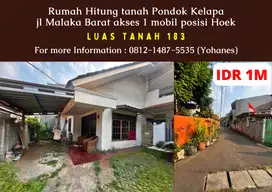 Hitung tanah Pondok Kelapa jl Malaka Barat 183mtr akses 1 mobil