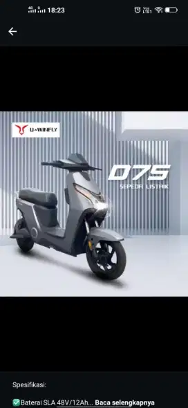 SEPEDA LISTRIK UWINFLY D75