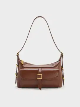 Charles & Keith Dark Brown Bryna belted original