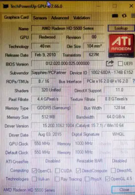 Vga card redeon hd5550