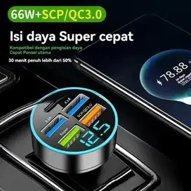 Charger Cas Mobil 5 Ports 3.1A 12-24 V 4 USB 66W/QC 3.0AFast Charging