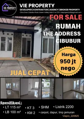 Di Jual Rumah Cantik Siap Huni. The Addres Cibubur.