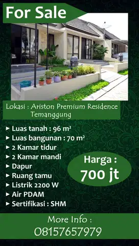 Dijual Cepat BU Rumah 1 Lantai di Temanggung