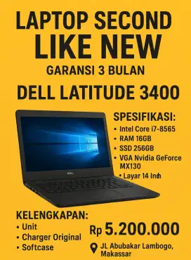 Laptop Second DEL LATITUDE 3400