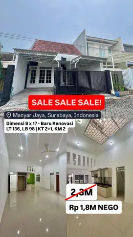 HOT SALE! Dijual rumah manyar jaya