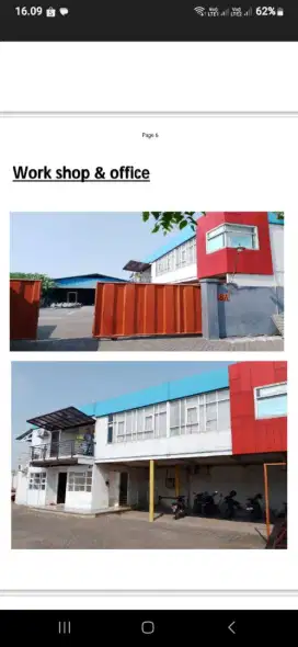 Dijual tanah dan gedung workshop