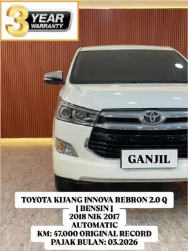 [ KM 47.000 ORIGINAL ] TOYOTA INNOVA REBORN Q 2.0 AT 2017 SIAP PAKAI