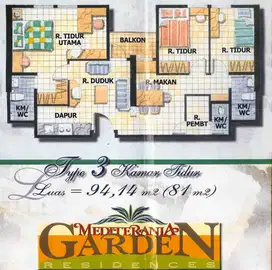 MURAH & STRATEGIS Mediteranean Garden Residence 1, dekat 4 Mal Besar