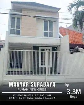 Dijual Rumah Manyar Tirtoasri 2 Lantai Minimalis Modern Siap Huni