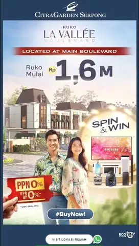 FREE PPN Siap Pakai Des25 Free Biaya surat Ruko LA VALLEE CitraGarden