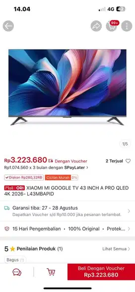 DI JUAL CEPAT!! XIAOMI TV A PRO 43 INCH, New masih segel!