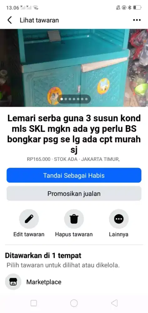 Lemari plastik 3 susun kond mls SKL mgkn ada yg perlu hrg murah sj cpt