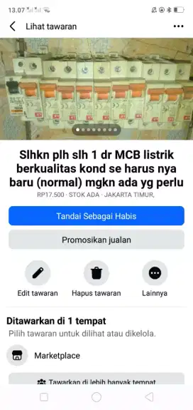Slhkn plh slh 1 dr MCB listrik berkualitas kond spt baru mgkn perlu
