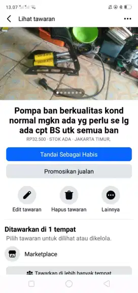 Pompa ban berkualitas utk sepeda dll kond spt baru mgkn ada yg perlu