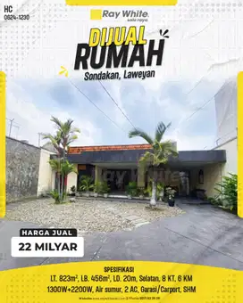 Dijual Rumah Classic Luas, Tengah Kota Solo di Sondakan, Laweyan