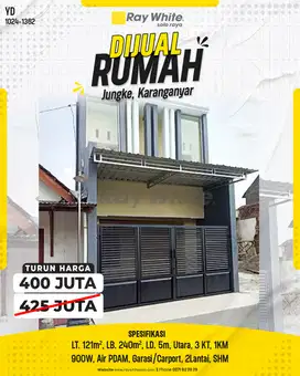 Dijual Rumah Baru 2 Lantai di Jungke, Karanganyar