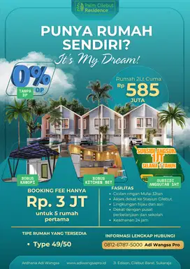 Rumah Dekat Stasiun Cilebut Palm cilebut Residence Cukup 3Jt Allin