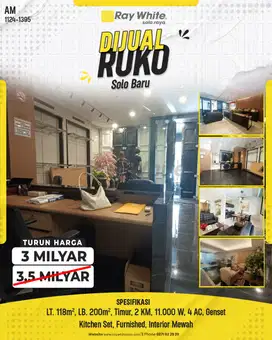 Dijual Ruko 2 Lantai Full Perabot Mewah di Koplek Ruko Solo Baru