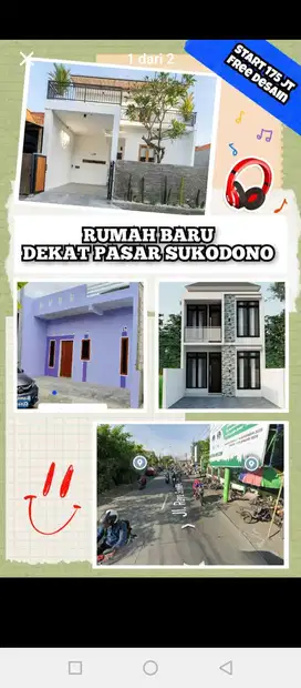 Rumah murah dekat pasar Sukodono bisa kredit inhouse tanpa bank