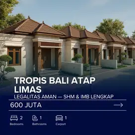 Legalitas Aman! Rumah 2KT Desain Villa Bali Tropis SHM & IMB Lengkap