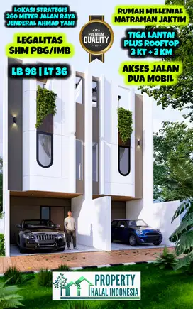 Jual Rumah Modern Matraman Utan Kayu Jakarta SH Akses Jalan Dua Mobil