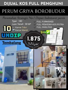 JUAL KOS READY & FULL PENGHUNI KOS PRIA 10KT 1.875MILYAR TEMBALANG