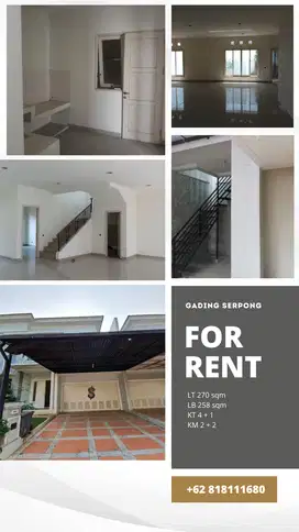 Disewakan Rumah di Cluster aquamarine PHG Summarecon Gading Serpong