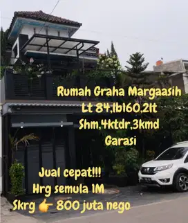 Jual cepat Rumah komplek Graha Margaasih, Lagadar dekat Kopo Bandung