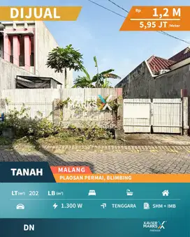 Dijual Tanah Kavling Akses Mudah di Plaosan Permai Malang