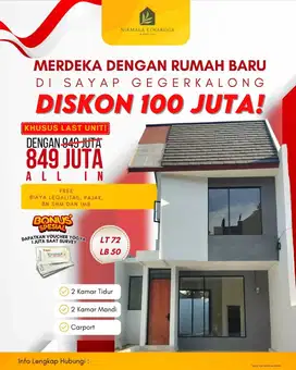 LAST UNIT Rumah 2 lantai di ciwaruga atas dkt gegerkalong setiabudi
