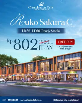 Spesial Promo Ruko Sakura 2 Lantai Citra Indah Cileungsi Bogor