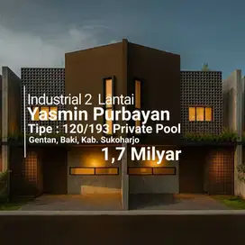 Lokasi Premium Gentan.  Arsitektur Industrial dengan Private Pool