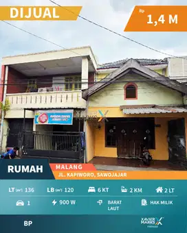 f082 Rumah 2 Lantai di Poros Jalan Kapiworo, Sawojajar Malang