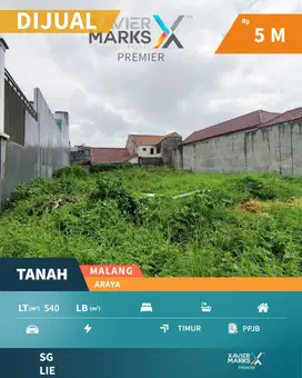 Dijual Tanah di Boulevard Araya Dekat Plaza Araya Malang