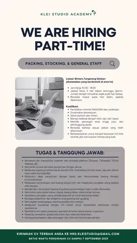 Packing, Stocking, & General Staff (Part-Time)