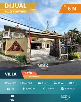 Dijual Villa Aktif 21 KT Market Sewa Stabil di Songgoriti, Kota Batu