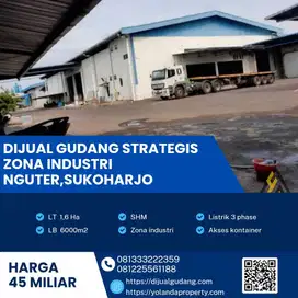 Dijual Gudang Super Strategis Industri Daleman,Sukoharjo Luas 1,6 Ha