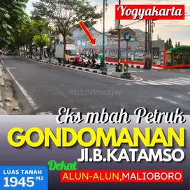 Tanah JOGJA GONDOMANAN Eks mbah PETRUK Jl.B.Katamso Lt 1945 m² ld 33 m