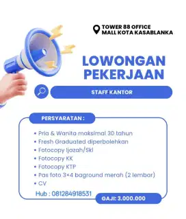 Dibutuhkan staf administrasi beruntung dan tercepat