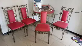 Jual 1 set Meja Makan Bulat Besi diameter 80 cm + 4 kursi