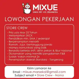 Store Crew / Barista Mixue