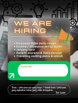 Dicari Karyawan aktif yang membutuhkan tambahan Income Usia 35-55