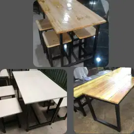 Meja kursi makan, mini bar, mini kontener, plang spanduk
