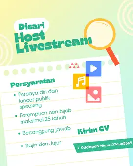 LOWONGAN KERJA HOST LIVE STREAMING