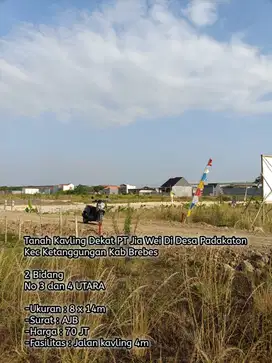 Tanah Kavling Dekat PT Jia Wei Di Desa Padakaton Ketanggungan Brebes